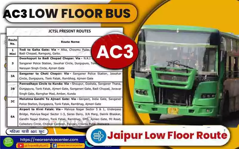 ac3 low floor bus route in jaipur time table